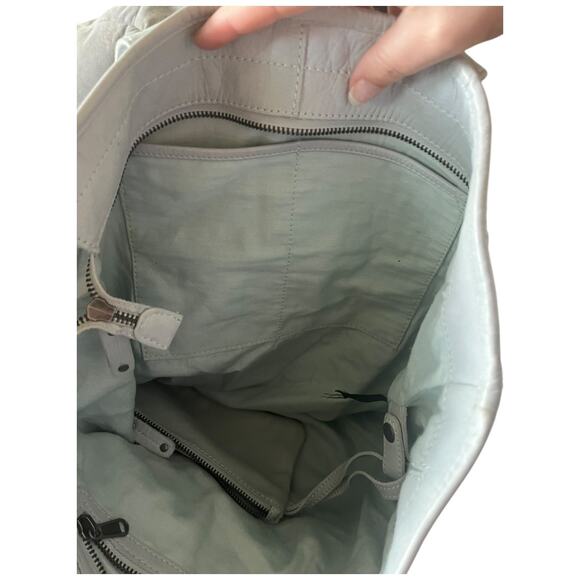 shoulder bag & wristlet gray taupe soft 100% leather zip closure no brand - Picture 6 of 9